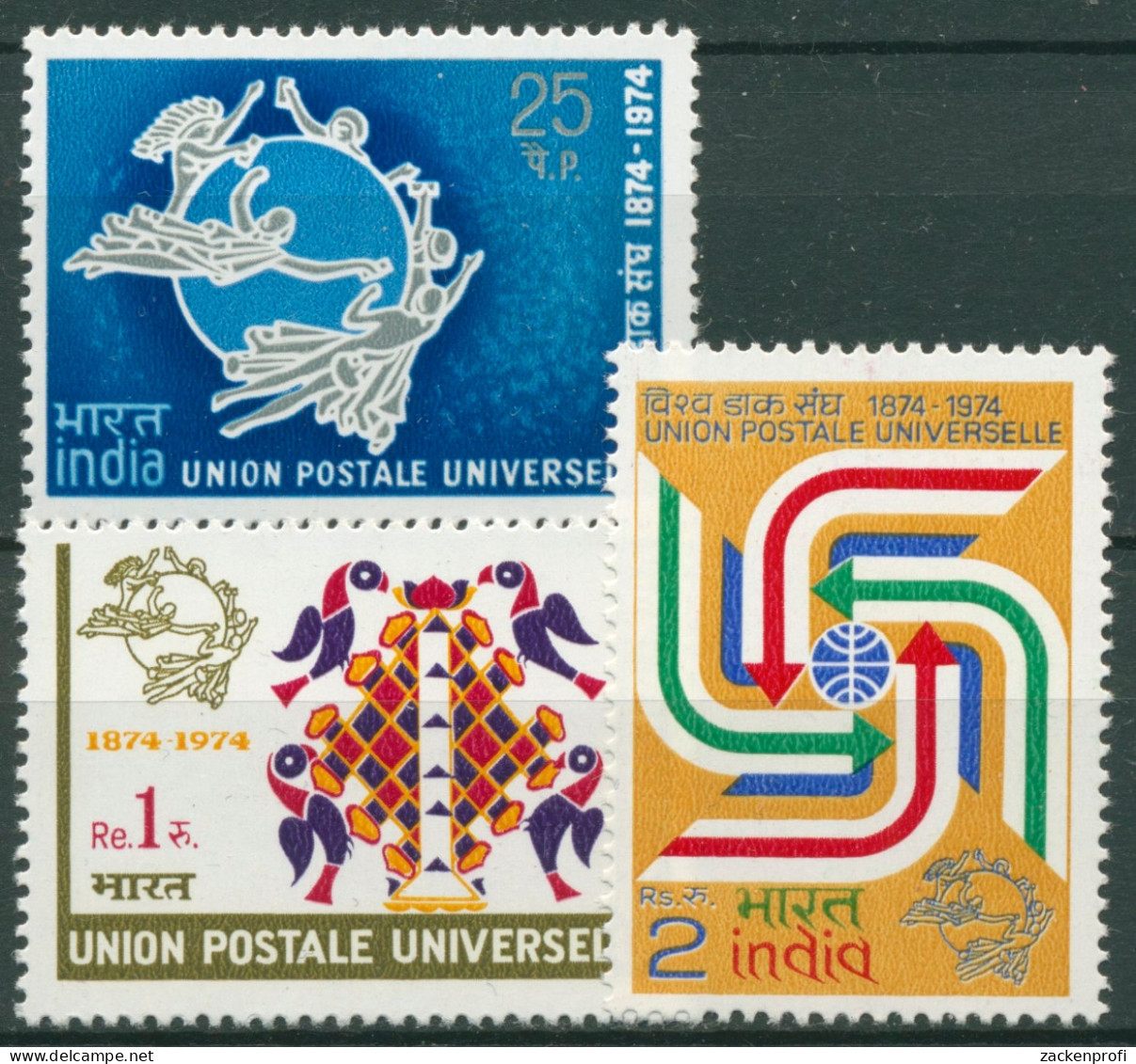 Indien 1974 100 Jahre Weltpostverein UPU 603/05 Postfrisch - Ungebraucht