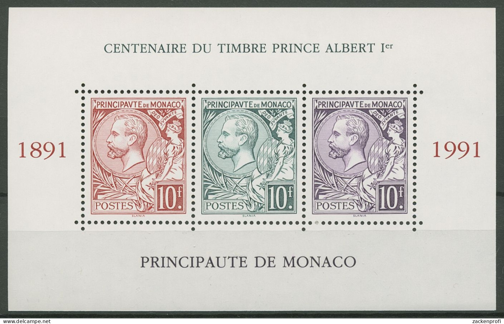 Monaco 1991 100 Jahre Briefmarken Fürst Albert Block 51 Postfrisch (C91333) - Blocs
