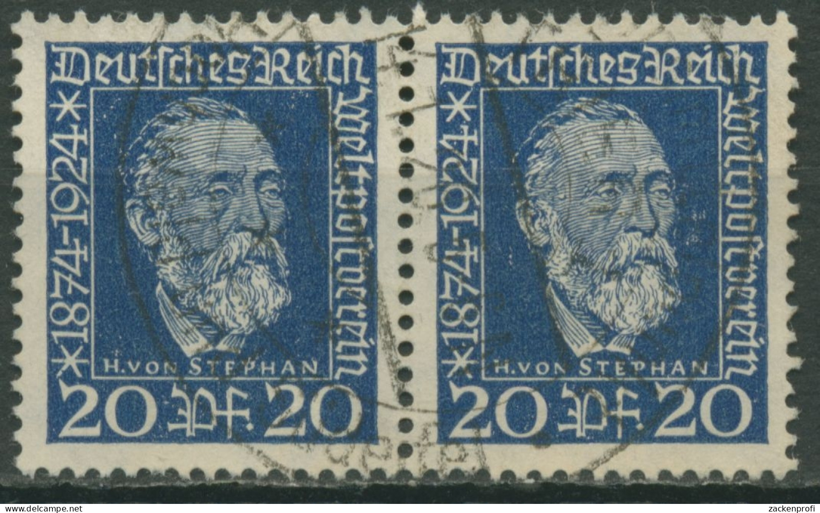 Deutsches Reich 1924 50 Jahre Weltpostverein Waag. Paar 369 Gestempelt - Used Stamps