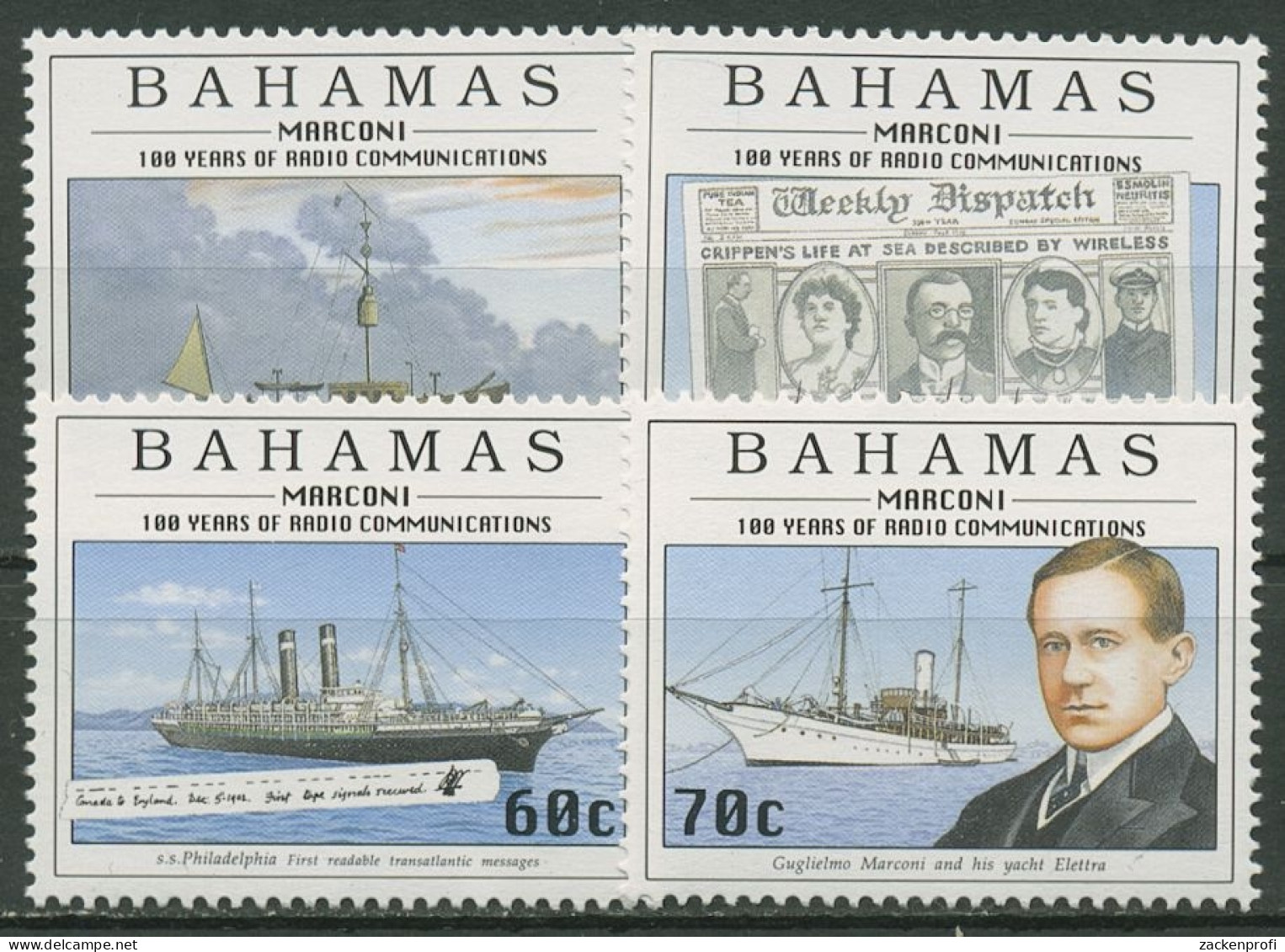 Bahamas 1996 Drahtlose Telefonie G.Marconi 904/07 Postfrisch - Bahama's (1973-...)