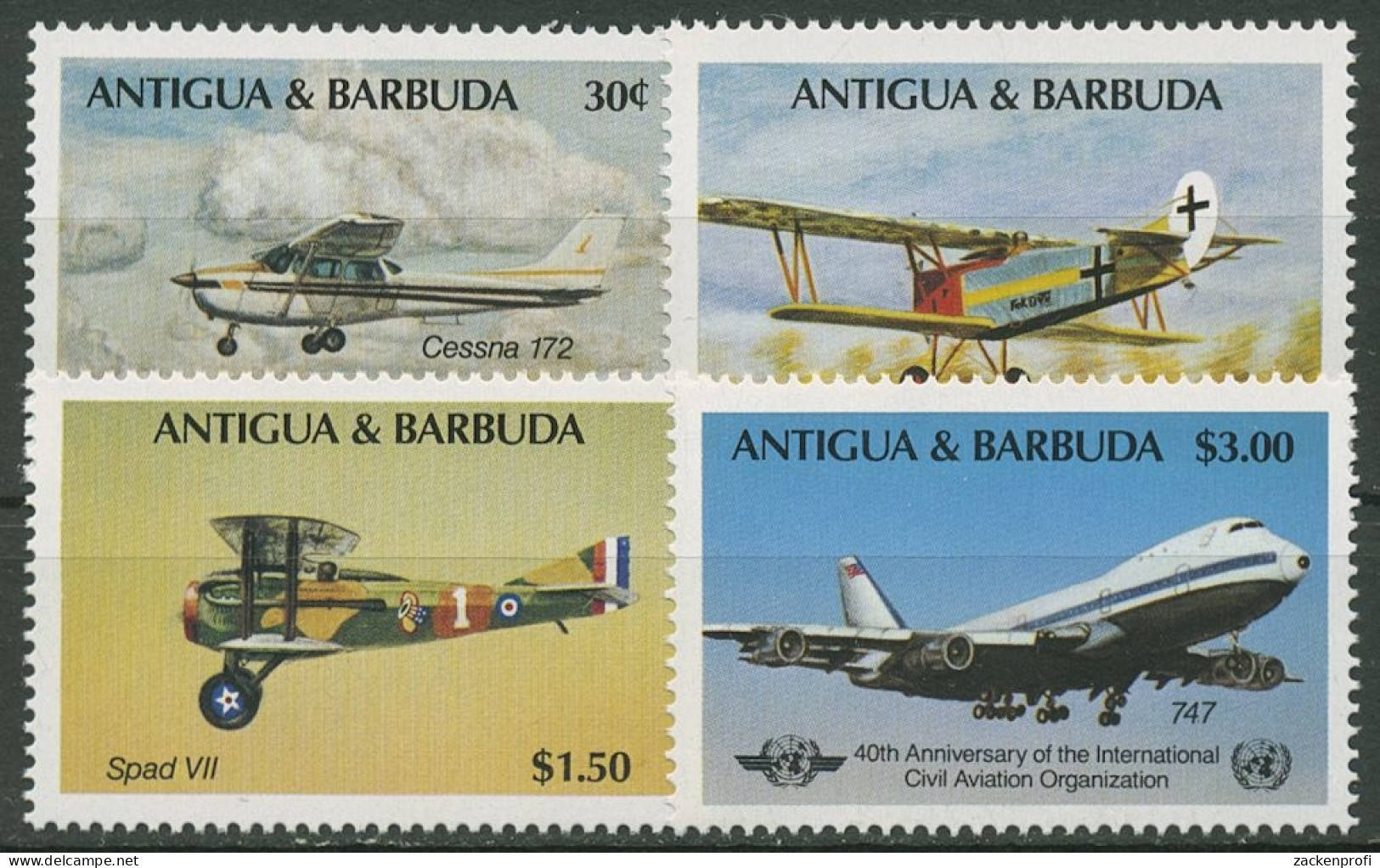 Antigua & Barbuda 1985 Zivile Luftfahrtorganisation Flugzeuge 861/64 Postfrisch - Antigua And Barbuda (1981-...)