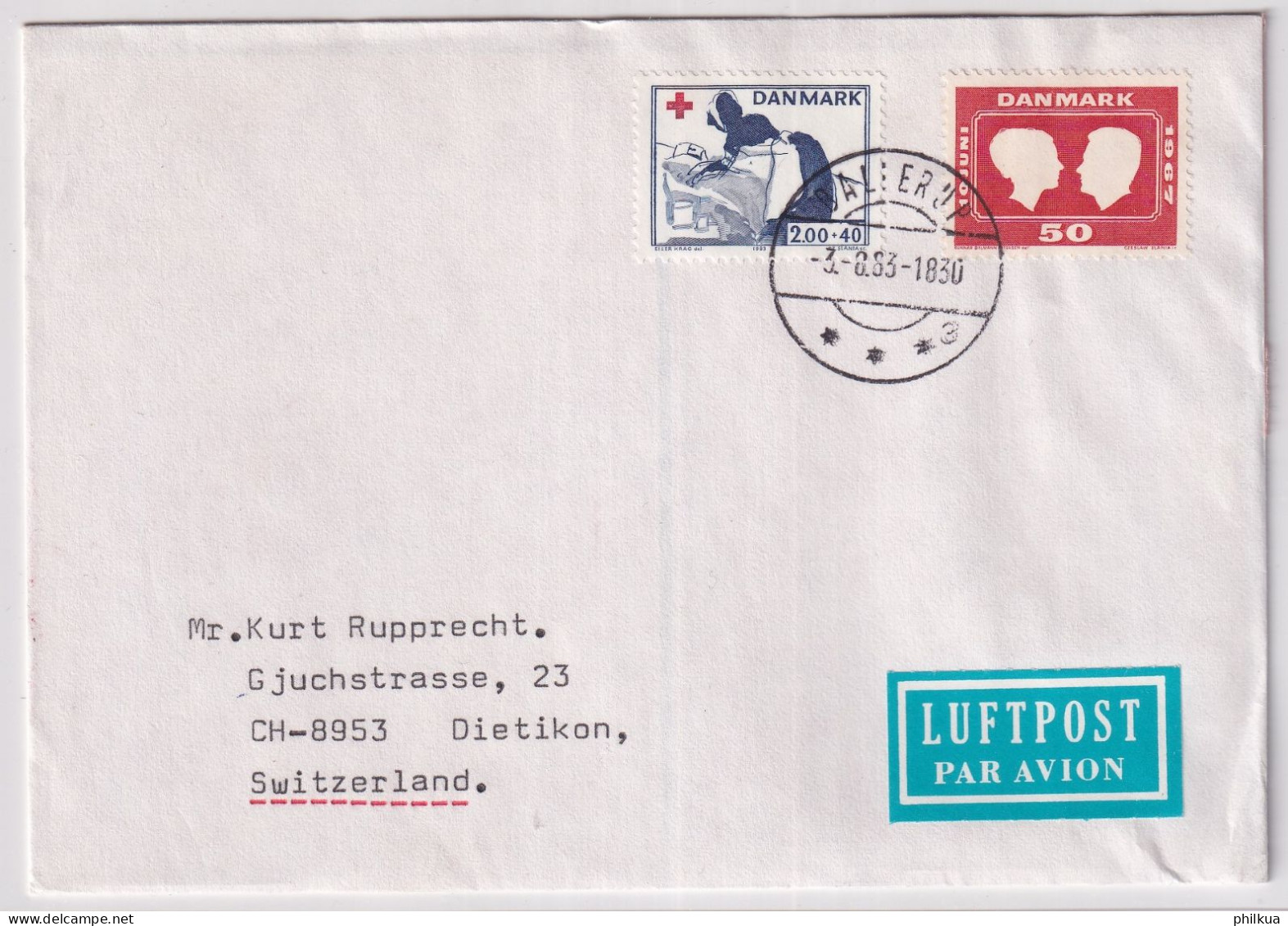 MiNr. 768 Dänemark 1983, 27. Jan. Dänisches Rotes Kreuz Brief  Ballerup - Schweiz - Lettres & Documents