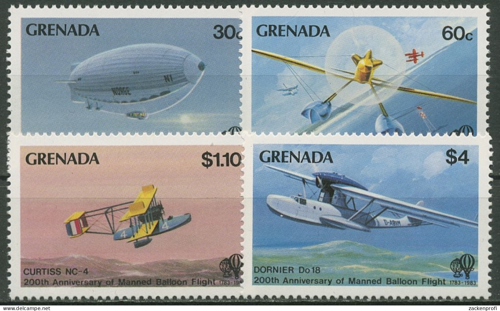 Grenada 1983 Luftfahrt Flugzeuge 1227/30 Postfrisch - Grenada (1974-...)