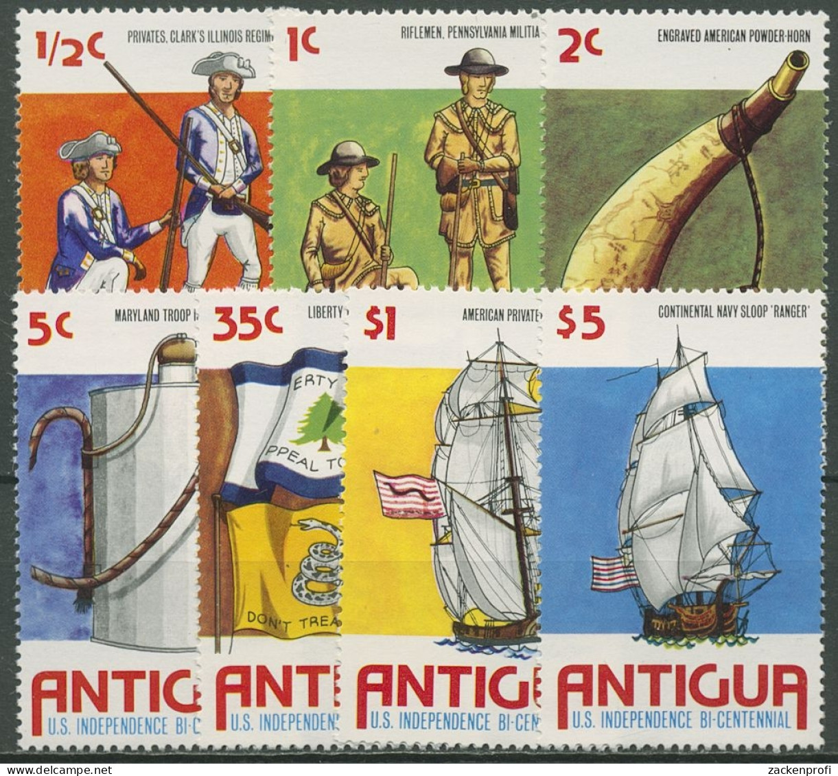 Antigua 1976 Amerika 200 Jahre Unabhängigkeit 417/23 Postfrisch - Antigua Y Barbuda (1981-...)