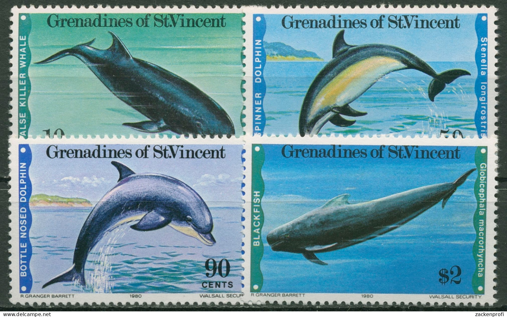 St. Vincent - Grenadinen 1980 Tiere Meerestiere Wale 182/85 Postfrisch - St.Vincent & Grenadines