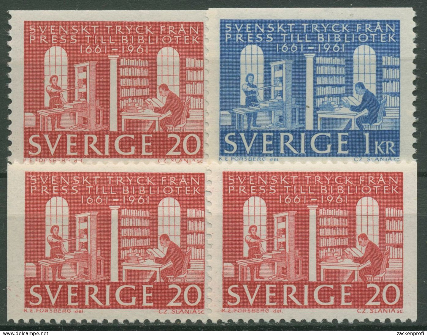 Schweden 1961 Nationalbibliothek Drucker 476/77 Postfrisch - Unused Stamps
