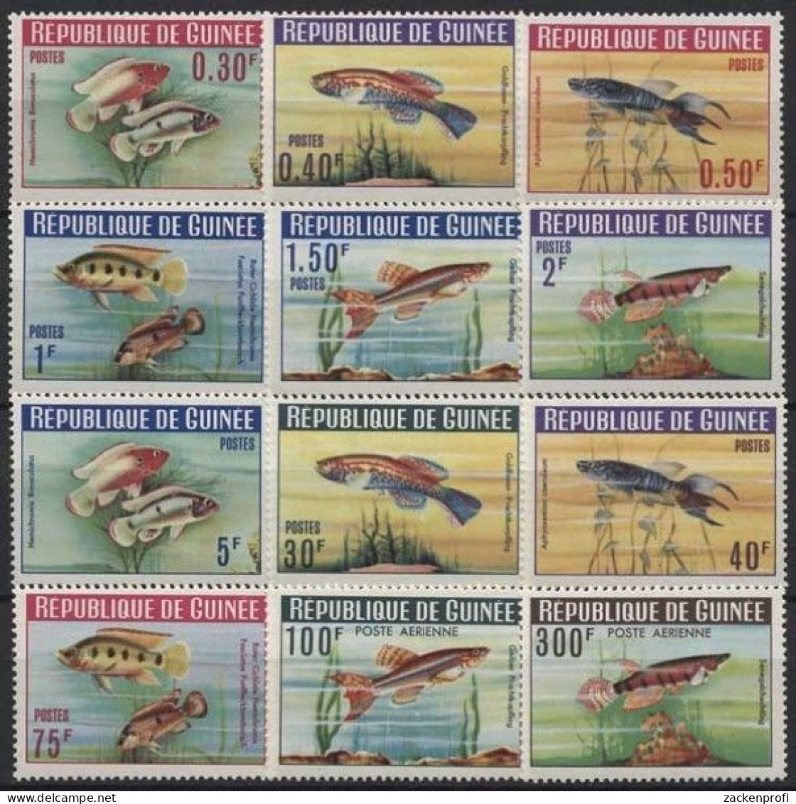 Guinea 1964 Fische Buntbarsch Kärpfling 214/25 A Postfrisch - Guinea (1958-...)