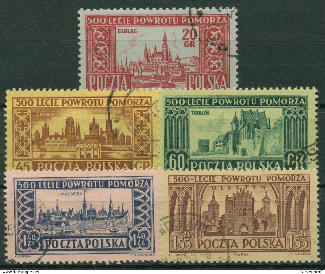 Polen 1954 Thorner Frieden Stadtansichten 872/76 Gestempelt - Used Stamps