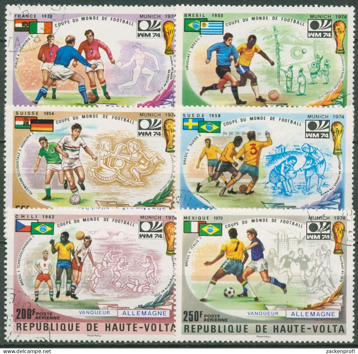 Obervolta 1974 Fußball-WM In Deutschland 524/29 Gestempelt - Obervolta (1958-1984)