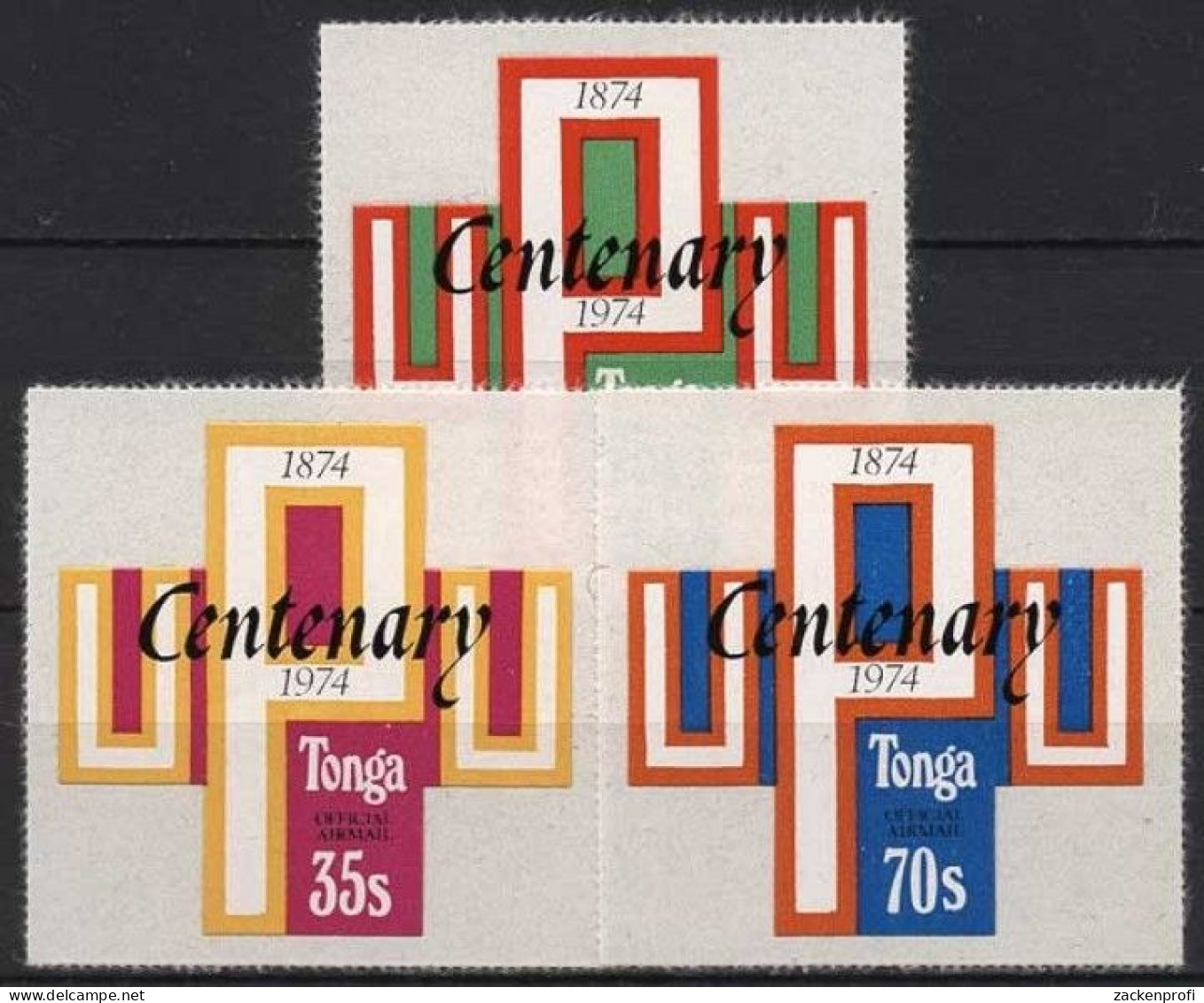 Tonga 1974 100 Jahre Weltpostverein (UPU) Dienstmarken 123/25 Postrisch - Tonga (1970-...)