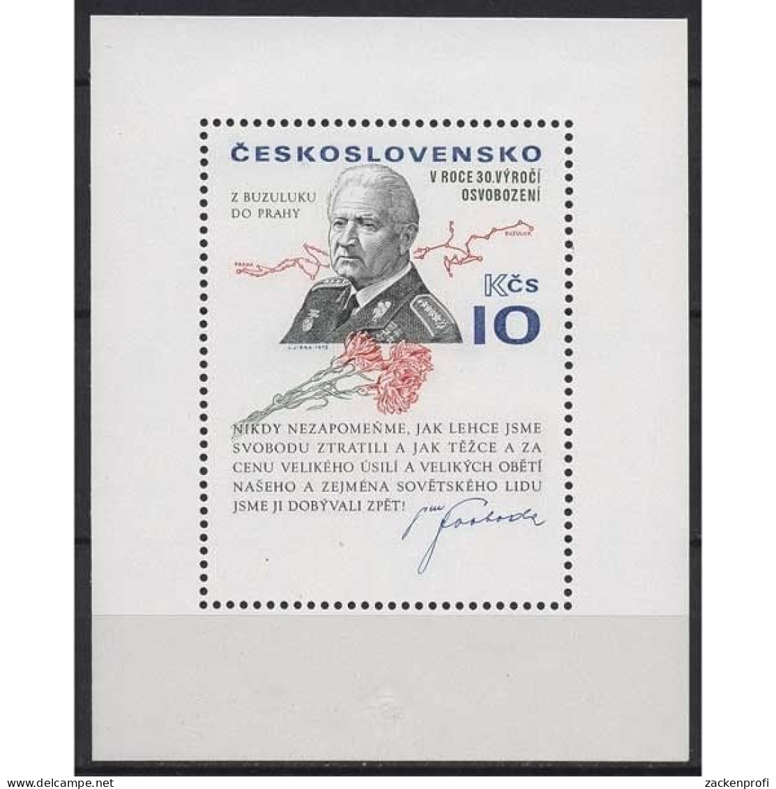 Tschechoslowakei 1975 80.Geburtstag Ludvik Svoboda Block 31A Postfrisch (C91828) - Blocks & Sheetlets