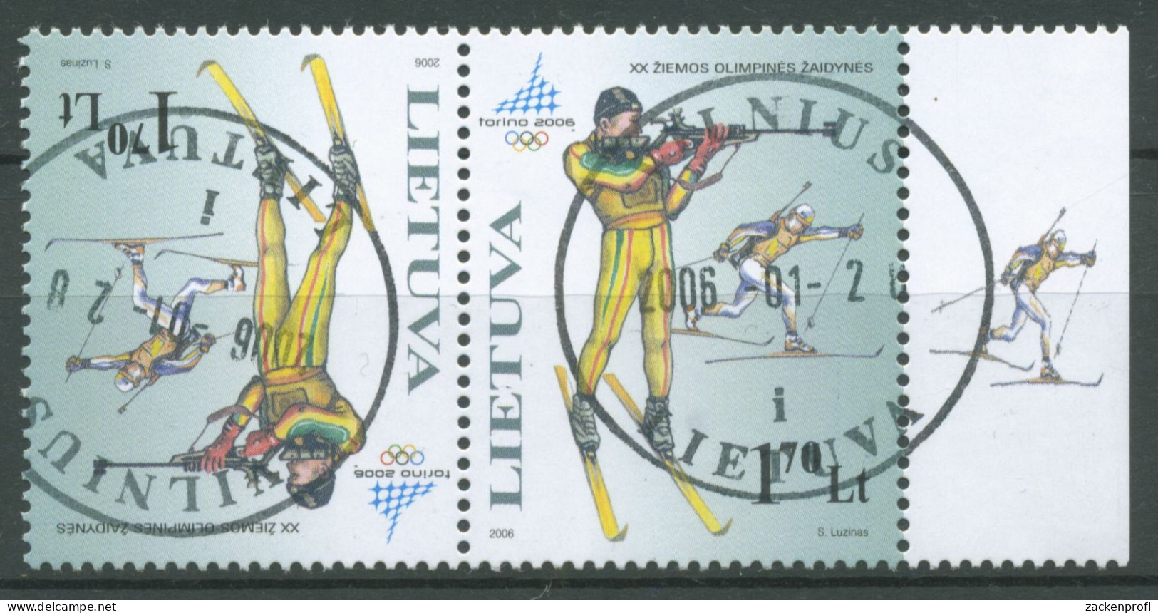 Litauen 2006 Olympische Winterspiele Turin Kehrdruckpaar 894 KD Gestempelt - Litauen