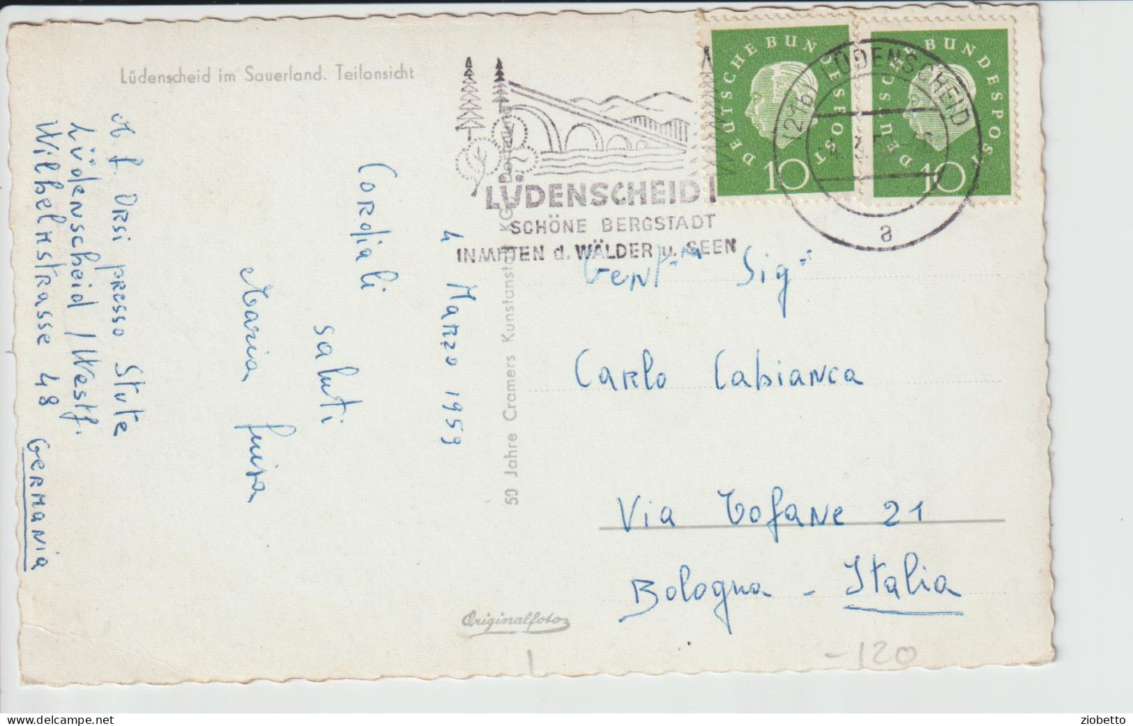 CARTOLINA DI Lüdenscheid - Nordrhein-Westfalen - 1959 - FORMATO PICCOLO - Luedenscheid