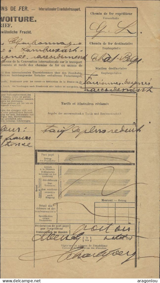 Luxembourg - Luxemburg -  Chemin De Fer   ALSACE-LORRAINE - Lettre De Voiture 1925 - Dimension A3  4 Scans - Luxemburg