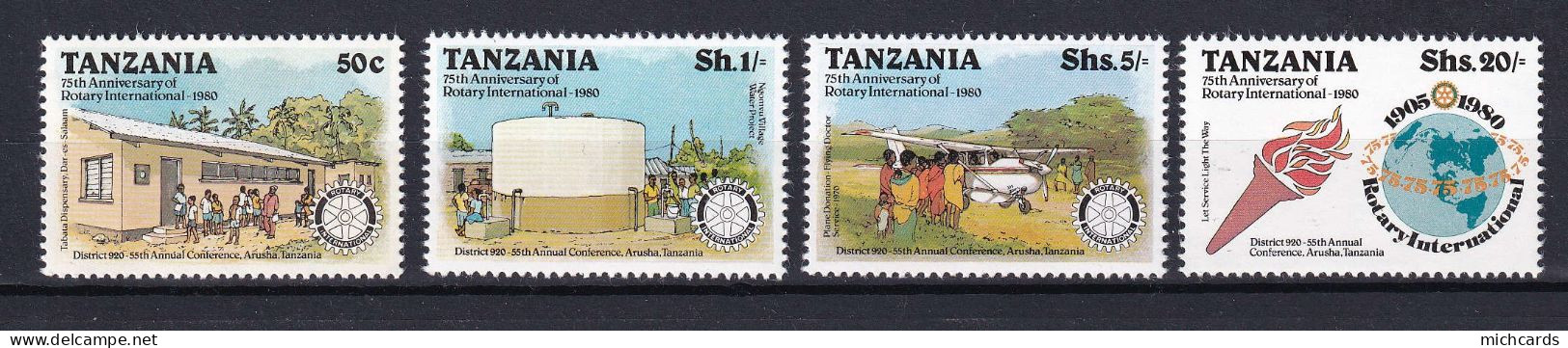 265 TANZANIE 1980 - Y&T 151/54 Surcharge - Rotary - Neuf ** (MNH) Sans Charniere - Tanzania (1964-...)