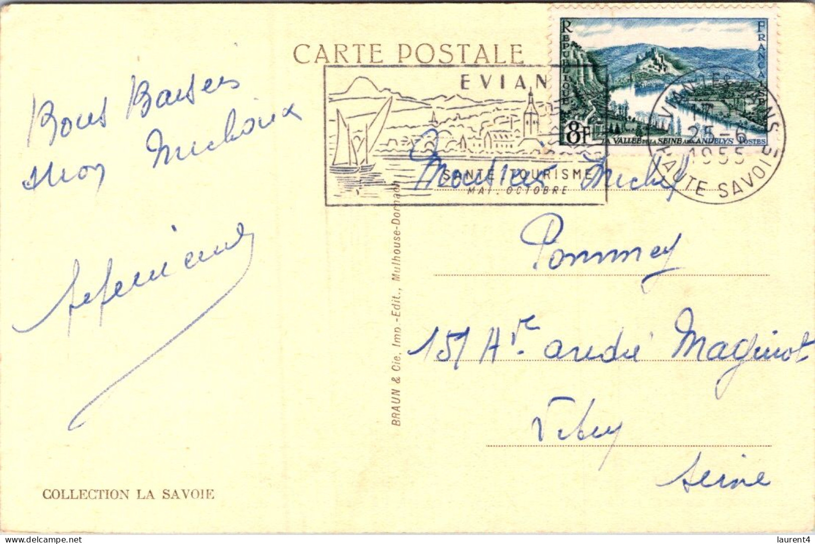 13-4-2024 (1 Z 46) OLD - (posted 1955) -  France - Buvette De Evian Les Bains (bar) - Hotels & Gaststätten