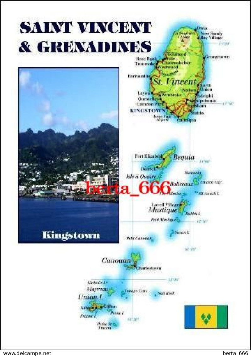 Saint Vincent And The Grenadines Country Map New Postcard - Saint Vincent En De Grenadines