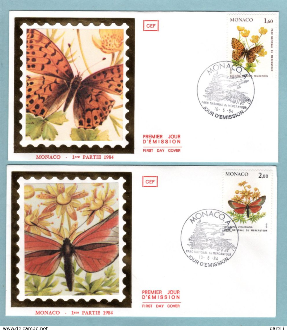 FDC Monaco 1984 - Papillons Et Et Plantes Du Parc National Du Mercantour - YT 1420 à YT 1424 - FDC