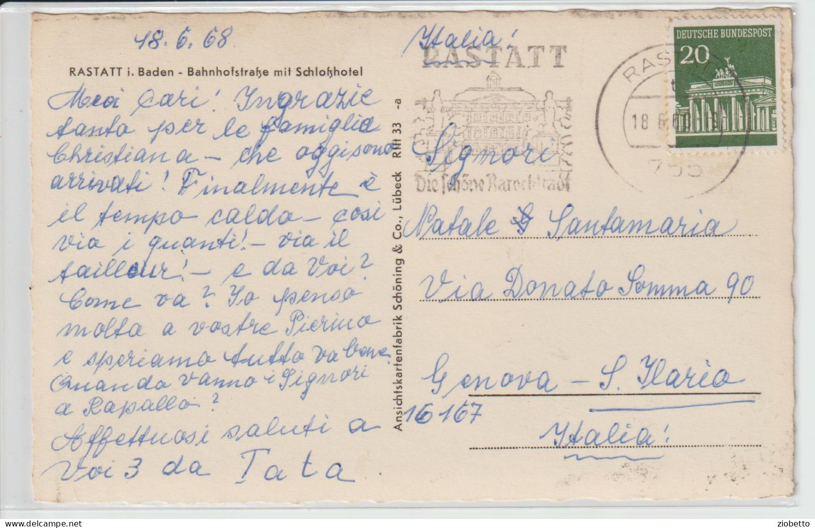 CARTOLINA DI RASTATT - Baden-Wuerttemberg - 1968 - FORMATO PICCOLO - Rastatt