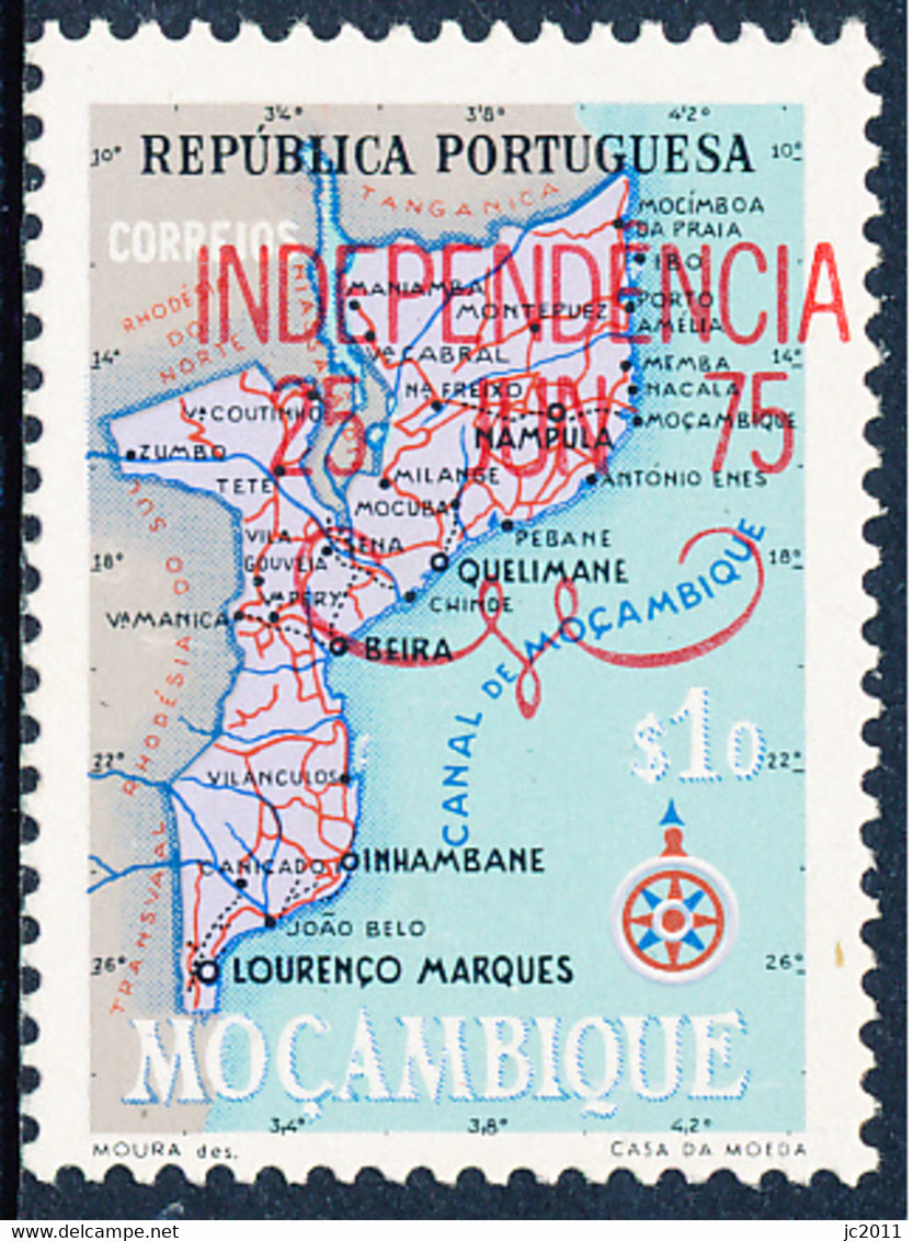 Mozambique - 1975 - Independence / Map - 1954 Type - MNH - Mozambico