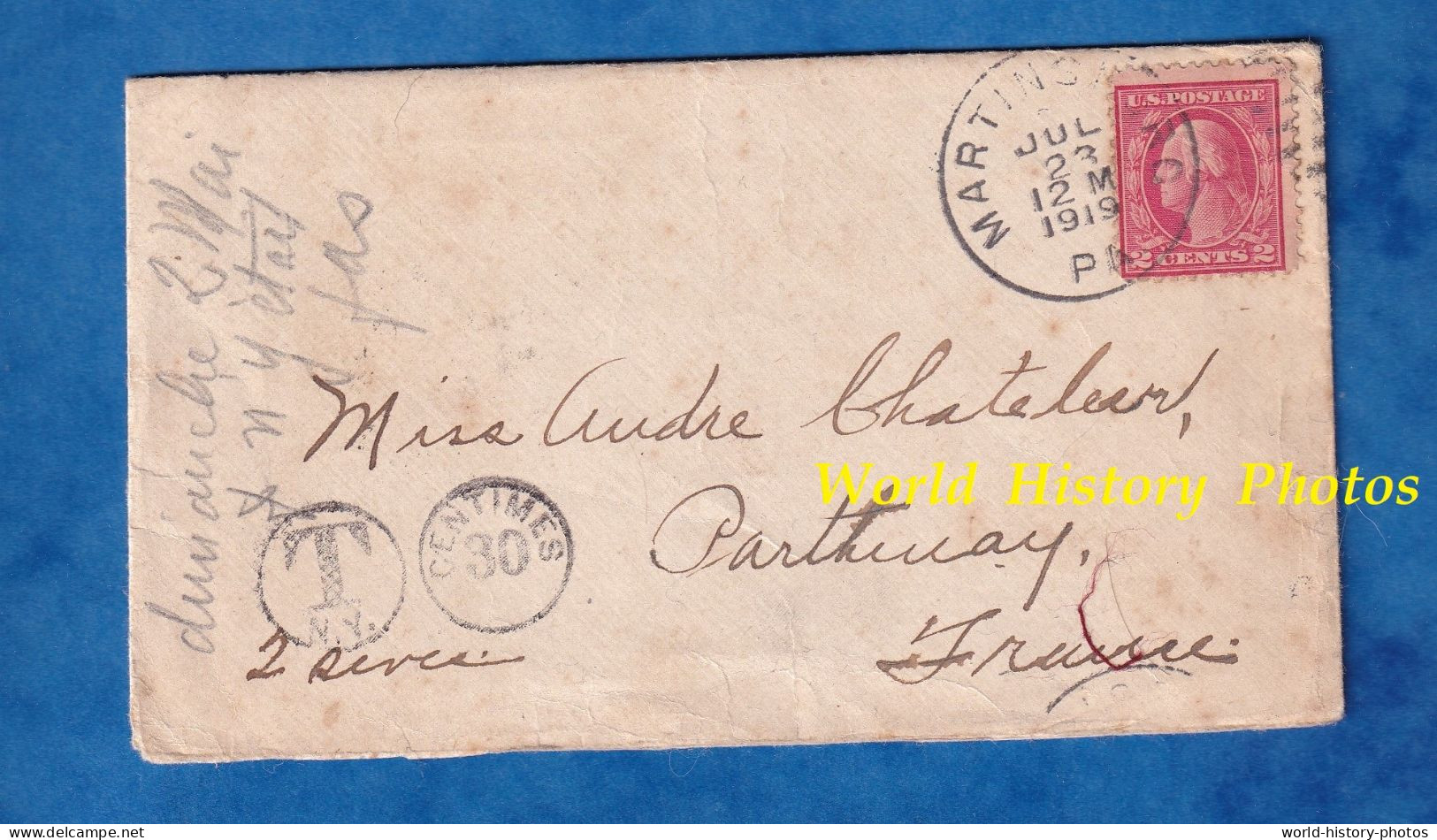 Enveloppe & Courrier - 1919 - MARTINSBURG , PA - Envoi D' Agness BRUMBAUGH - Dessin - Pennsylvania US Stamp - Briefe U. Dokumente