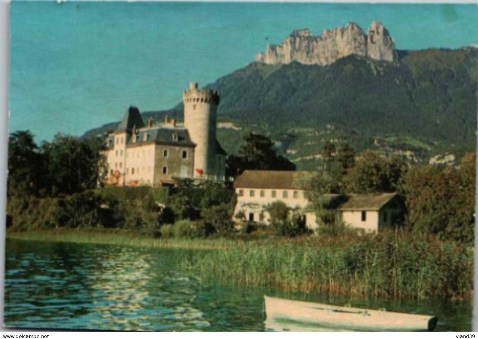 Lac D'Annecy. -  Ile Château Et Les Dents De Lanfon.    Non écrite.   Traces De Collage Au Dos - Duingt