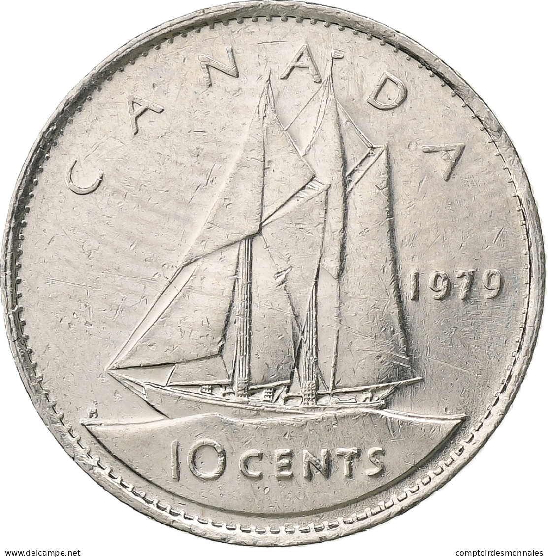 Canada, Elizabeth II, 10 Cents, 1979, Royal Canadian Mint, Nickel, TB+, KM:77.2 - Canada