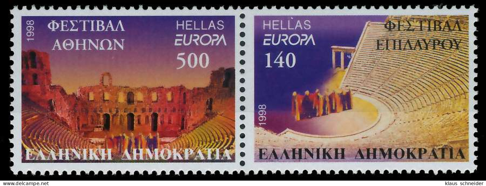 GRIECHENLAND 1998 Nr 1978A Und 1979A Postfrisch WAAGR PAAR X0B4A5A - Ungebraucht