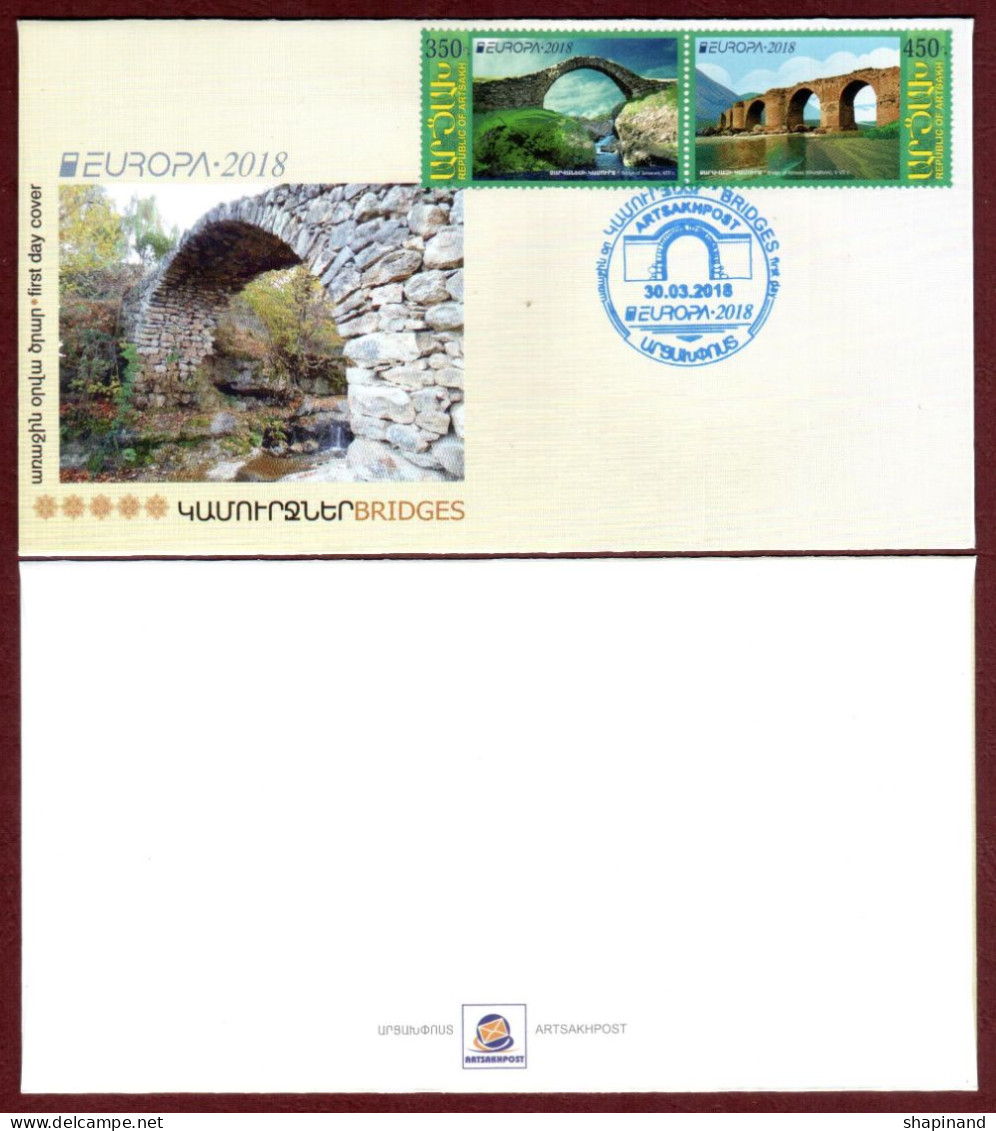 Artsakh 2018 FDC "Europa.Bridges "Jarvan's"and "Karavaz" (XIII And V-VII Century AD)" Quality:100% - Armenia