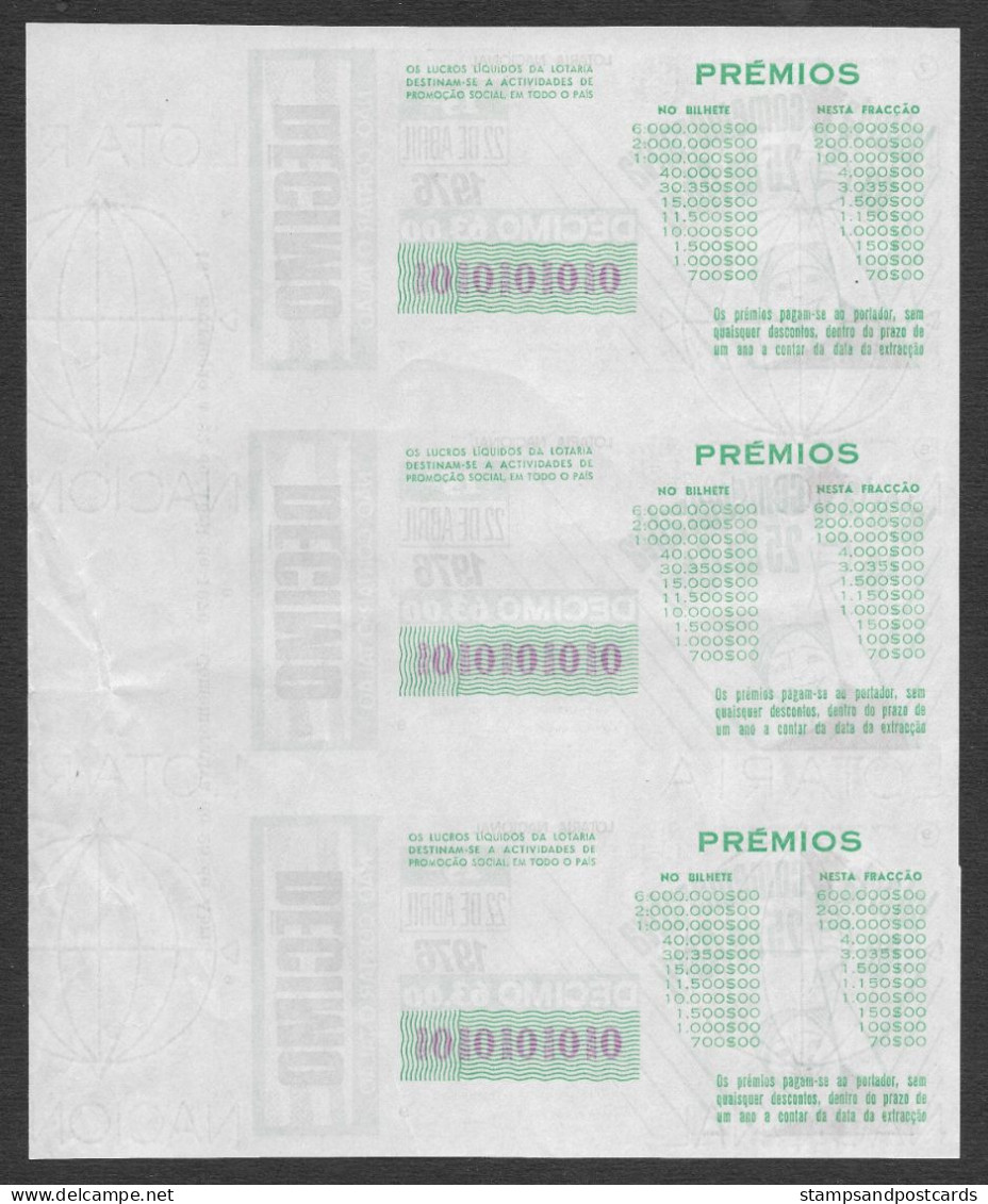 Portugal Loterie SPECIMEN 25 De Abril 25 Avril Révolution Œillets 22.04.1976 RARE Lottery April 25 Carnation Revolution - Lottery Tickets