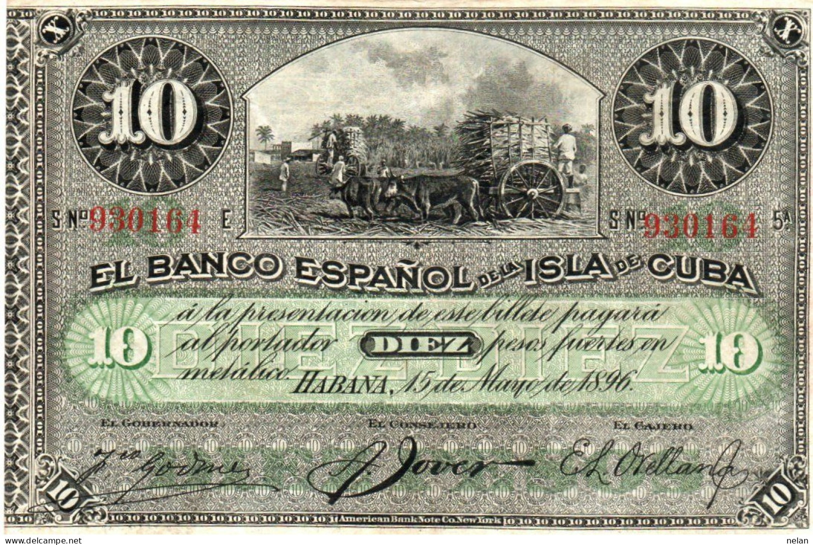 CUBA 10 PESOS 1896   P-49d  XF +++ - Cuba