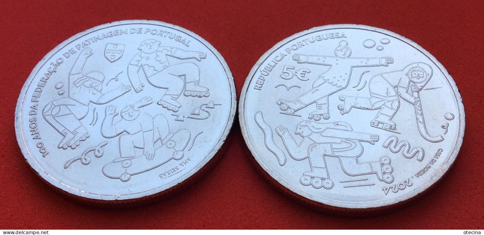 PORTUGAL 5 Euro "Centenary Of The Portugal Skating Federation" 2024 UNC - Portogallo