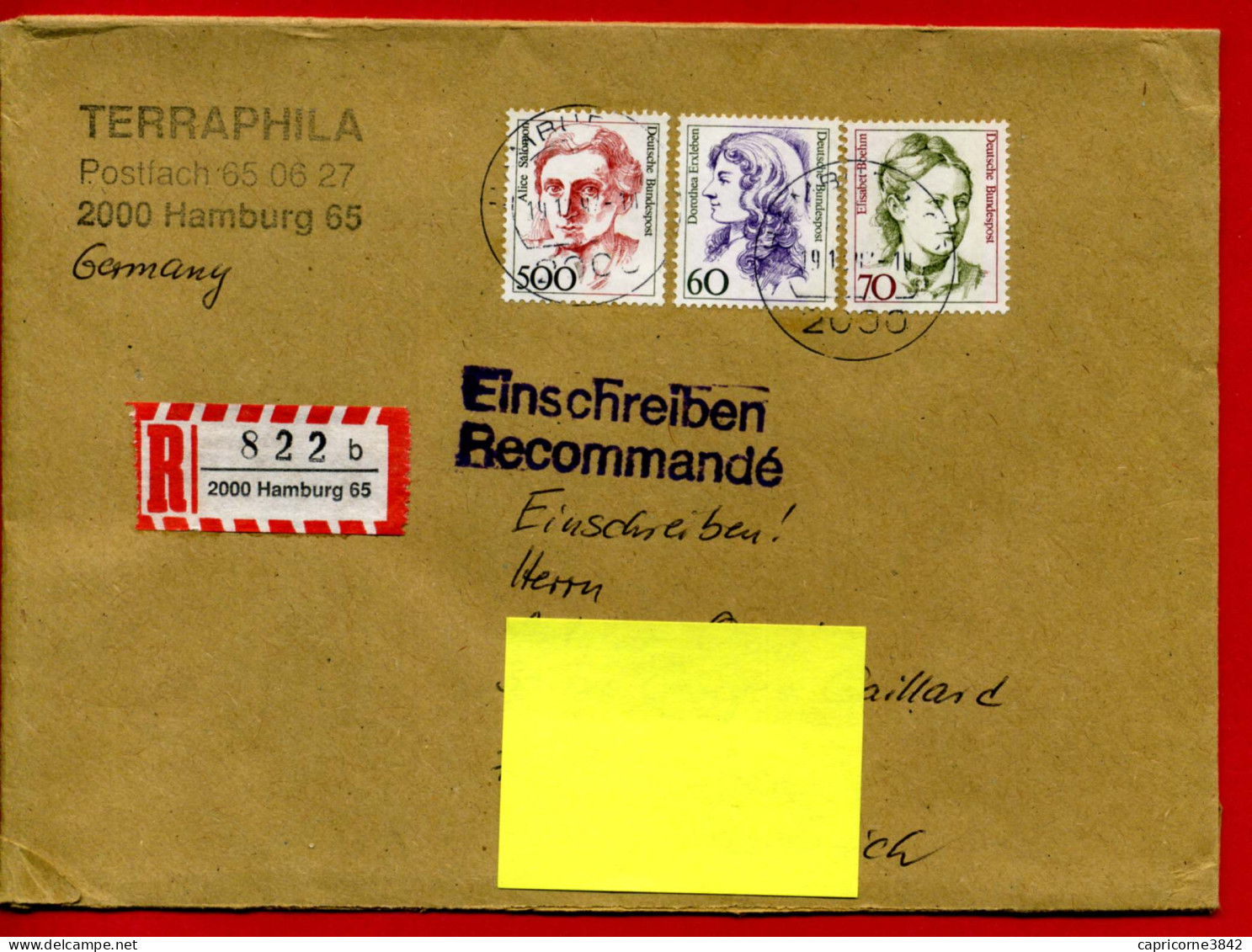 2011 - Allemagne Fédérale - Lettre Recommandée De Hambourg Pour La France - Tp N° 1164-1229-1321 - Covers & Documents