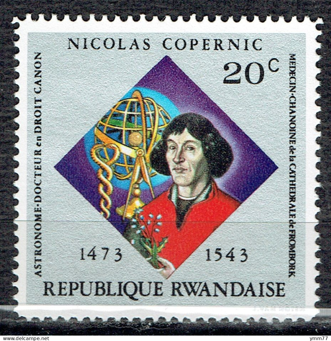 500ème Anniversaire De La Naissance De Nicolas Copernic : Copernic Et Globe - Ungebraucht