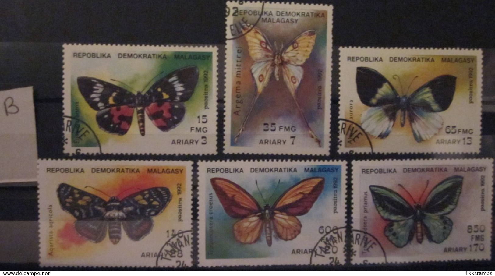 MADAGASCAR ~ 1992 ~ S.G. NUMBERS 922 - 927, ~ 'LOT B' ~ BUTTERFLIES AND MOTHS. ~ VFU #03460 - Madagascar (1960-...)