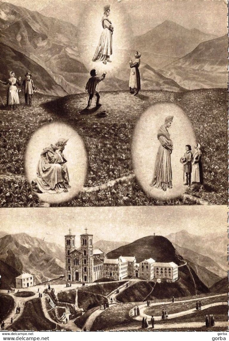 *CPSM - 38 - LA SALETTE- FALAVAUX - Notre Dame De La Salette - Tableau D'ensemble - Apparition Et Basilique - La Salette