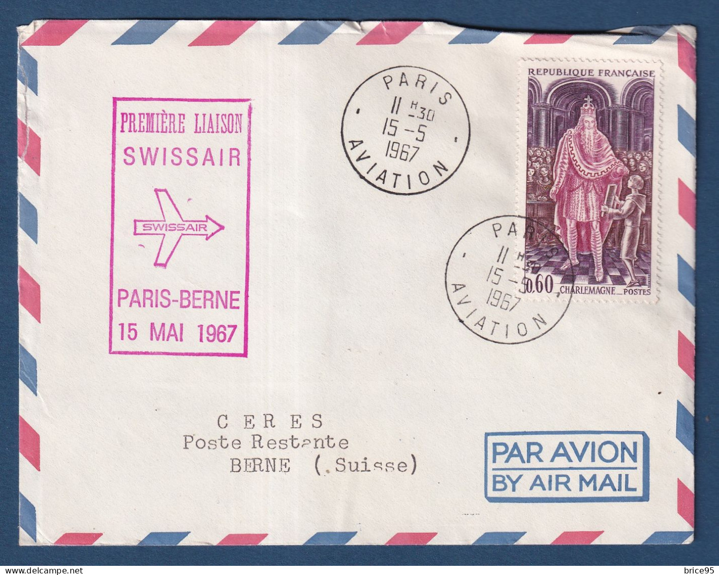 France - Première Liaison - Swissair - Paris - Berne - Mai 1967 - Airplanes