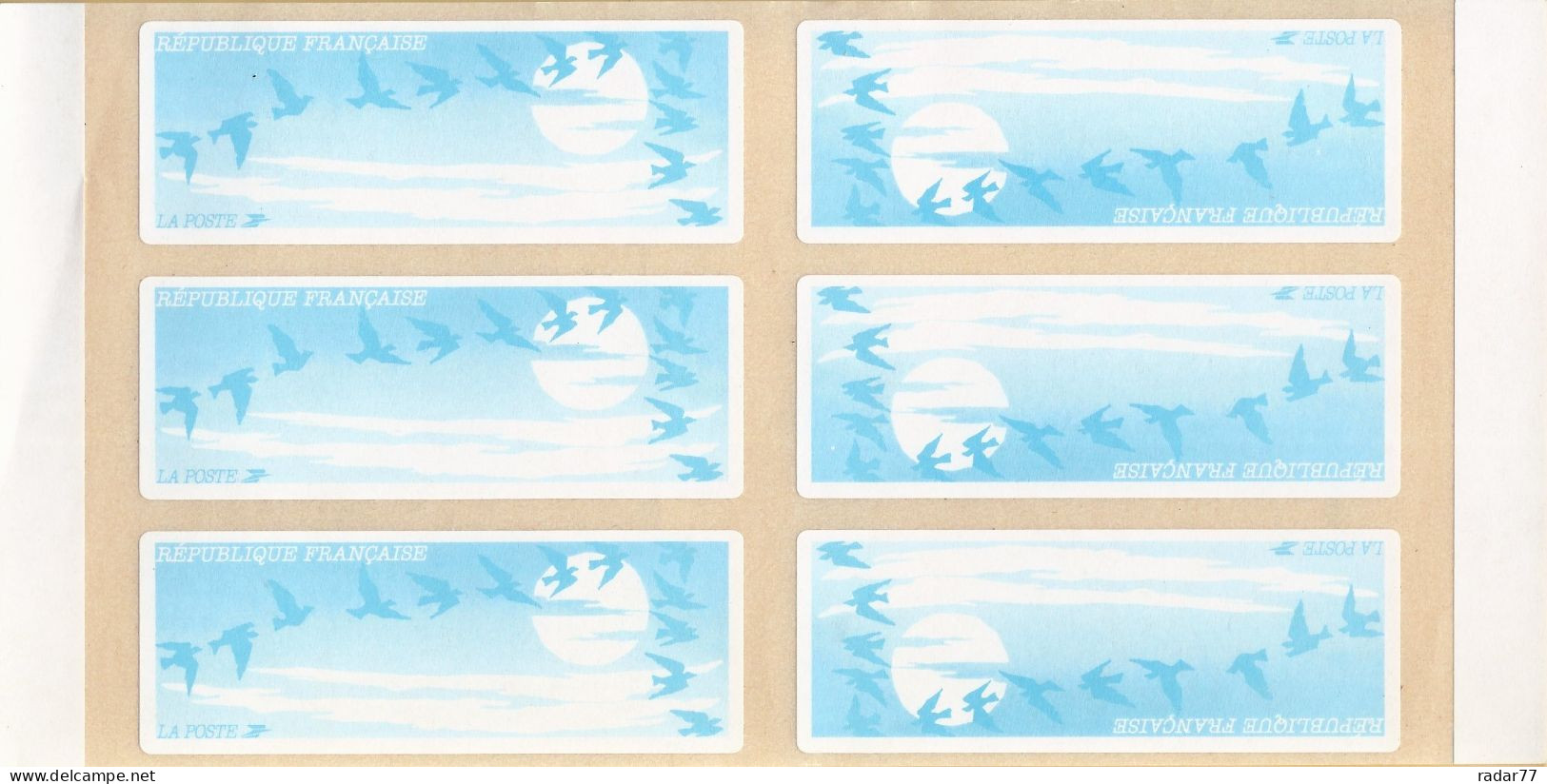 Feuillet De 6 Vignettes Vierges Oiseaux De Jubert Pour LISA - 1990 Type « Oiseaux De Jubert »