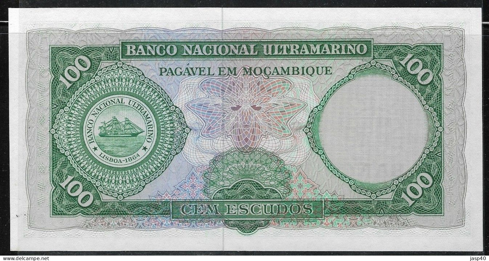 MOÇAMBIQUE - 100 ESCUDOS DE 1961 - COM ARMAS NA MARCA DE ÁGUA - Mozambico