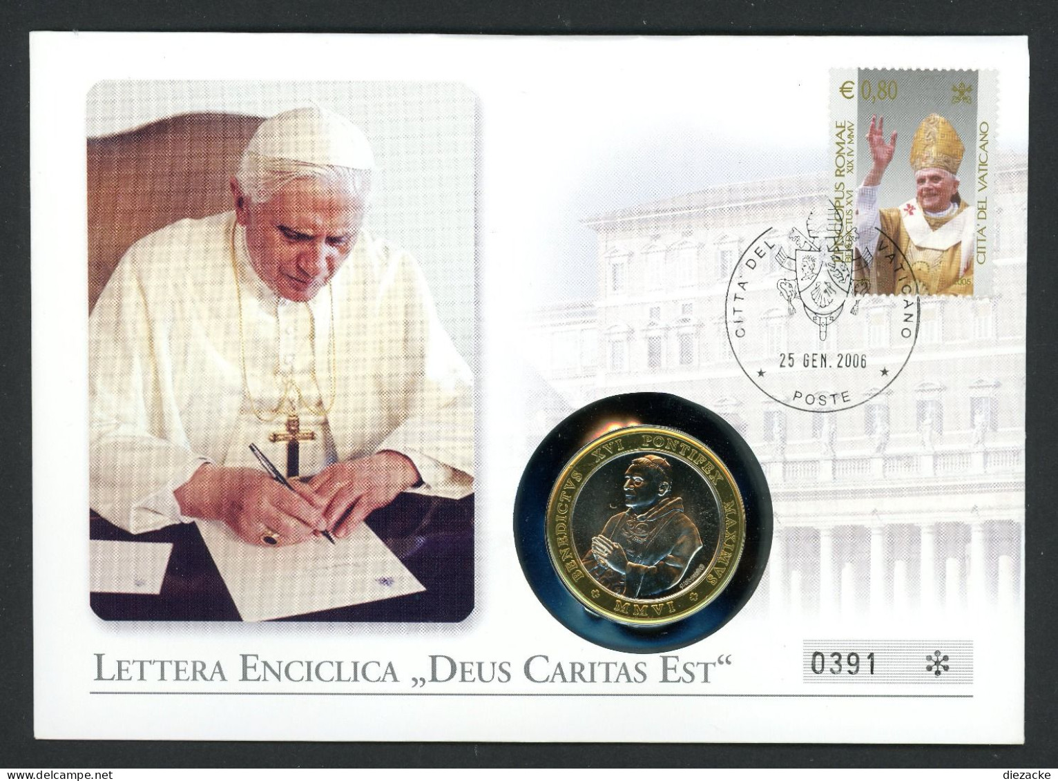 Vatikan 2006 Numisbrief Mit Medaille Benedikt XVI. Deus Caritas Est ST (Num156 - Ohne Zuordnung