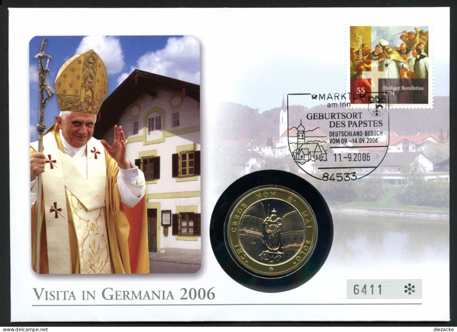 Bund 2006 Numisbrief Medaille Papst Benedikt XVI. In Deutschland ST (Num159 - Sin Clasificación