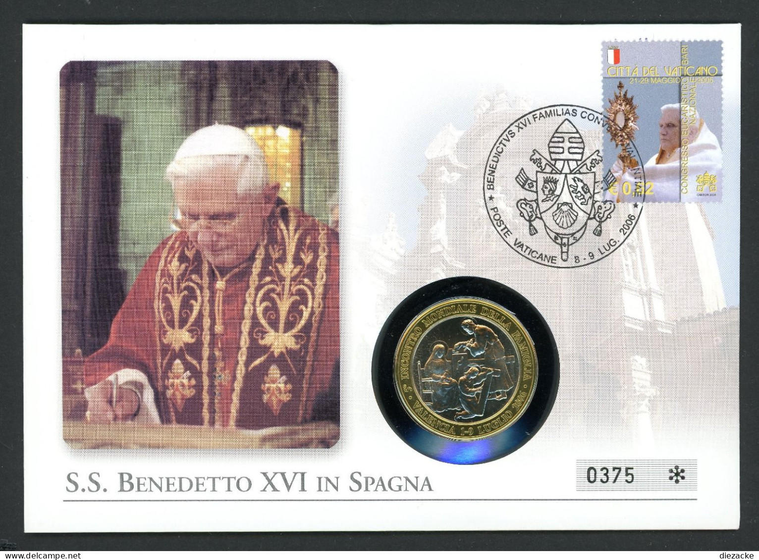 Vatikan 2006 Numisbrief Mit Medaille Benedikt XVI. In Spanien ST (Num162 - Non Classés
