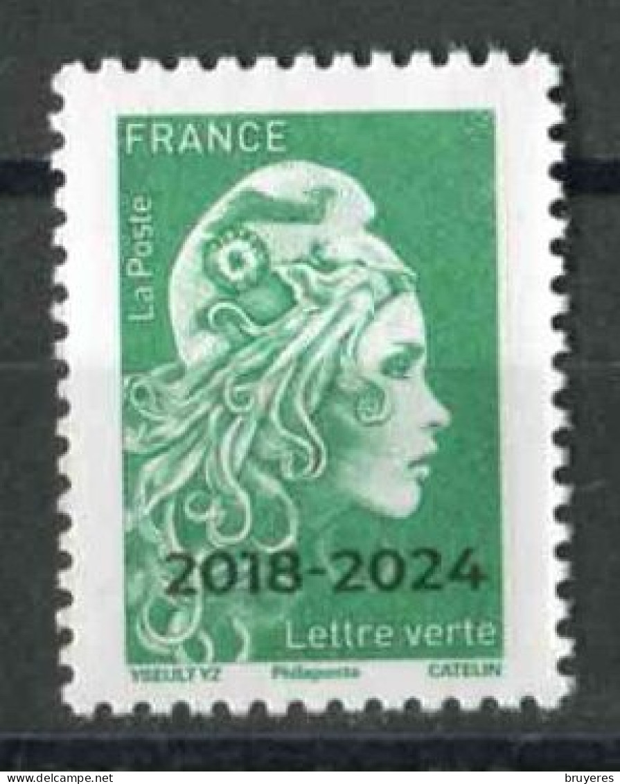 TIMBRE** De 2024 Gommé "LETTRE VERTE - MARIANNE L'ENGAGEE Surchagé 2018-2024. - " - 2018-2023 Marianne L'Engagée