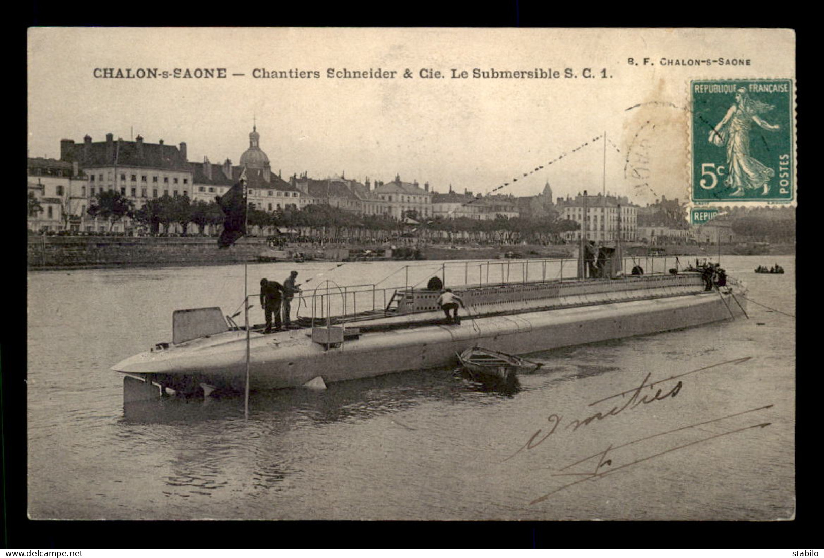 BATEAUX DE GUERRE - LE SUBMERSIBLE S.C.1. - SOUS-MARIN - CHANTIERS SCHNEIDER ET CIE - CHALONS/SAONE - Submarinos