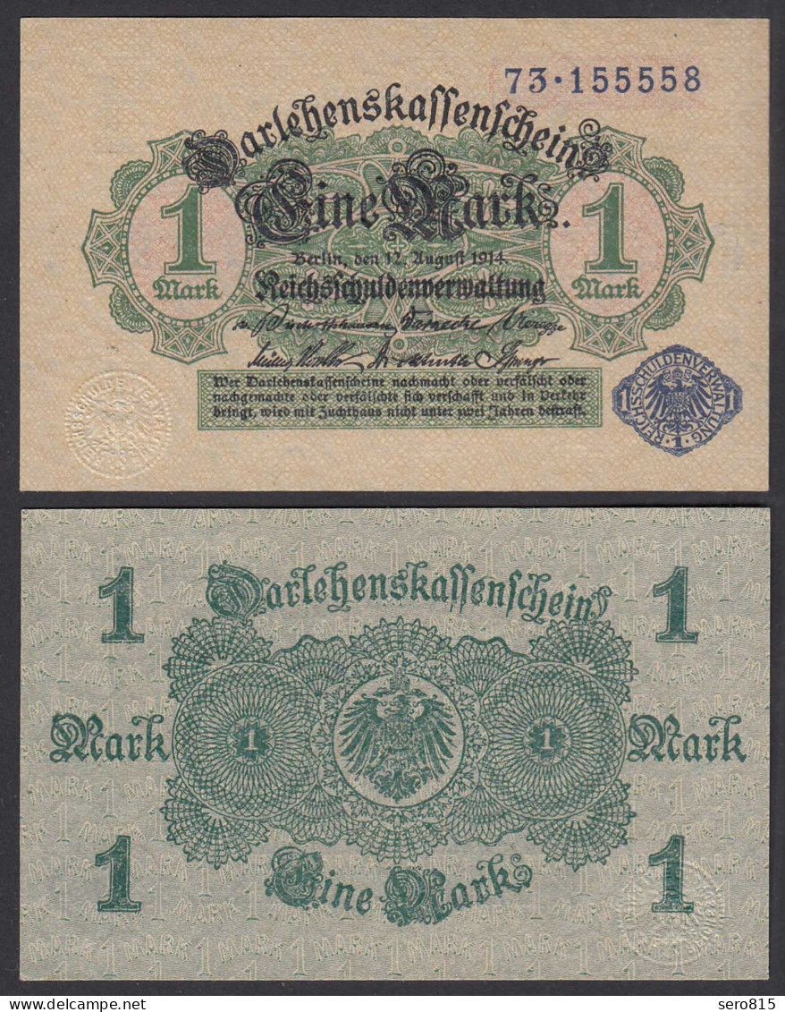 Darlehnskassenschein 1 MARK 1914 Ro 51d Blaue Nr. UNC (1)    (28180 - Sonstige & Ohne Zuordnung