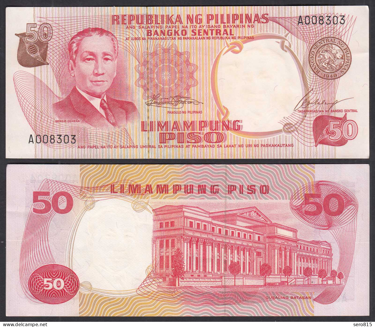 Philippinen - Philippines 50 Piso (1969) Pick 146a XF (2) Sign. 7   (30943 - Autres - Asie