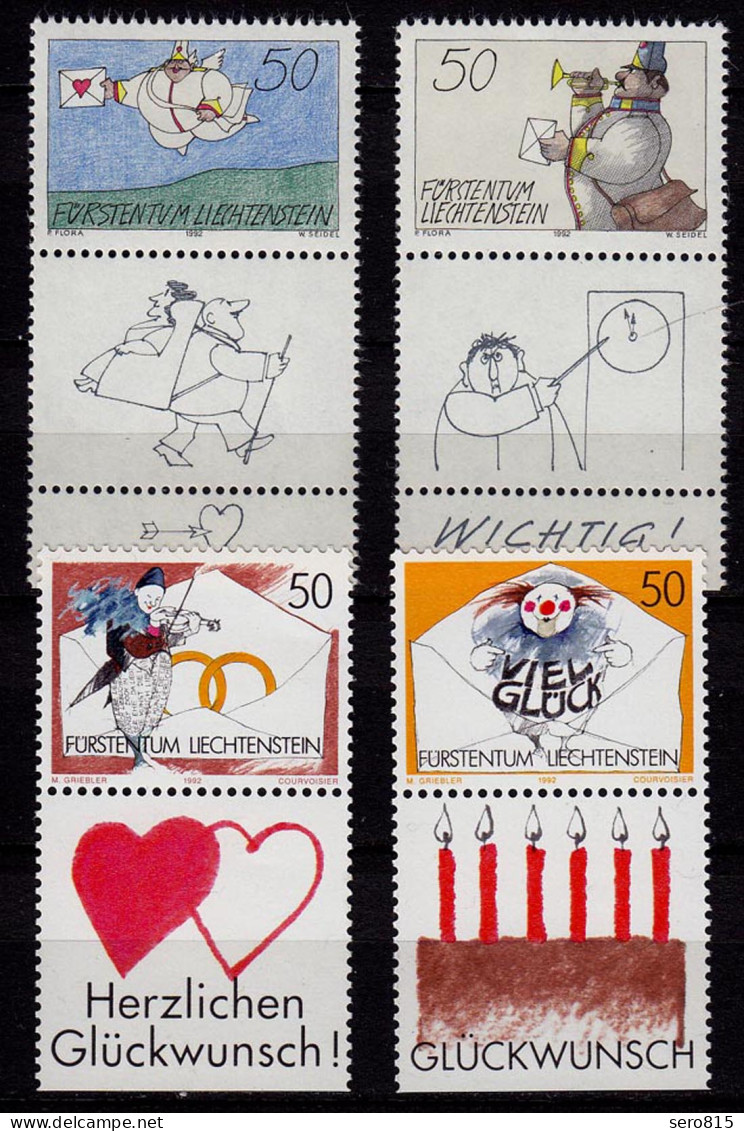 Liechtenstein Grussmarken 1992 Mi. 1041-44 ** Unter Postpreis    (c049 - Autres & Non Classés