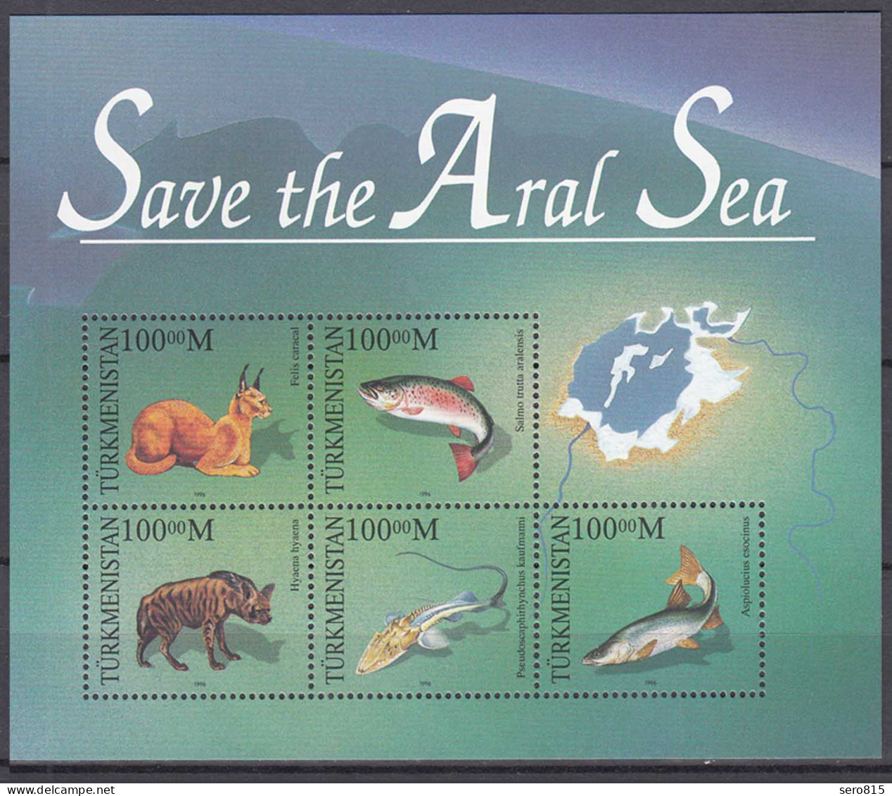 Turkmenistan Block "Rettet Den Aral See" Tiere Und Fische ** MNH   (65566 - Protección Del Medio Ambiente Y Del Clima