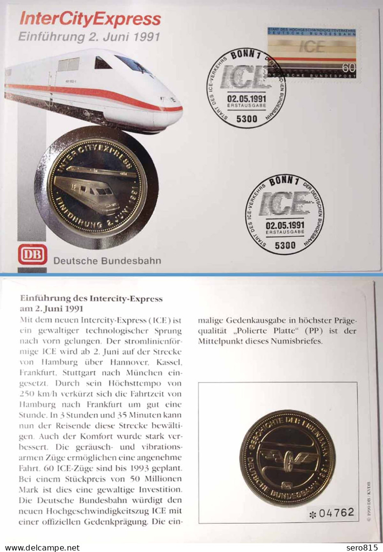 Inter City Express Numisbrief Von 1991 Mit Medaille Deutsche Bundesbahn  (d573 - Sin Clasificación