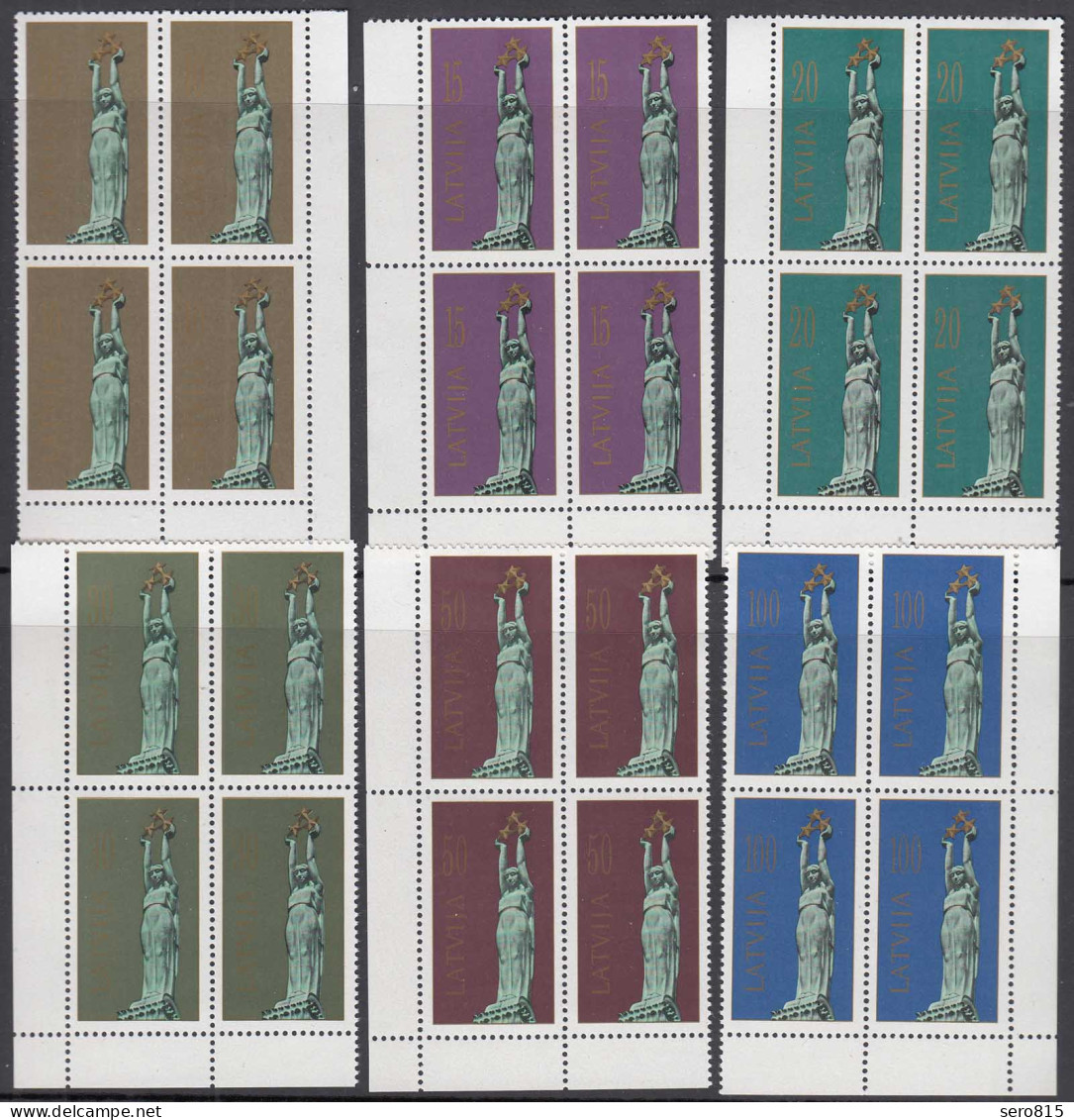 Latvia - Lettland 1991 Mi.317-22 ** MNH Freedom Monument Riga Block Of 4  (65529 - Letland